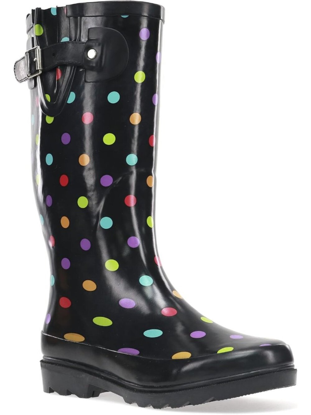 Women's Dot City Black Waterproof Rain Boot Outdoor Rubber Cute Garden Shoes
